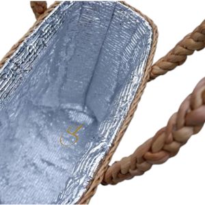 Sac à vin en jacinthe d'eau tissé à la main : Sac de pique-nique isotherme pour 3 bouteilles - Product Image 4
