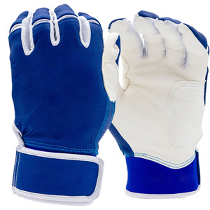 Men Cowhide Leather Baseball Batting Gloves Blue White Leather Flexible Grip Ventilated Design Adjustable Wrist - Product Image 1