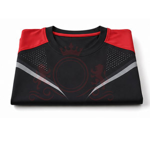 Camiseta de Fútbol para Hombre, Negra y Roja, Manga Corta, Cuello Redondo, Poliéster que Absorbe la Humedad, Ajuste Atlético, para Todas las Temporadas, Estampado Sublimado - Product Image 5