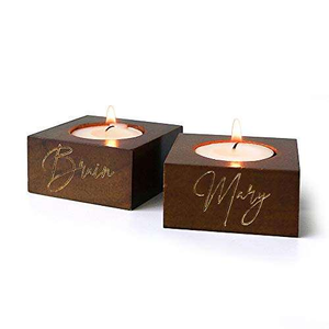 Porte-bougie carré en bois fait main au fini naturel – Solution de décoration simple, élégante et écologique pour les intérieurs modernes – Ambiance chaleureuse - Product Image 3