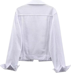 High Quality Women's <b>Cropped</b> <b>Denim</b> <b>Jacket</b> Casual Jean Coat Custom OEM Supply High Quality Women's <b>Cropped</b> <b>Denim</b> <b>Jacket</b> - Product Image 5