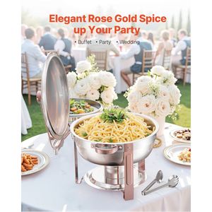 Set Chafing Dish in Acciaio Inossidabile Sterling da 5 Qt con 4 Pentole e Coperchio per Catering e Buffet - Product Image 1