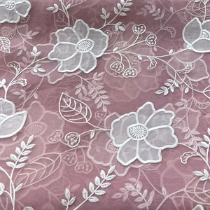 Tela de encaje floral de poliéster de primera calidad con bordado láser de lujo para vestidos de novia, de noche y prendas textiles. - Product Image 4
