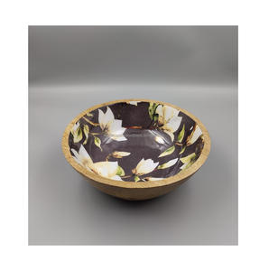 ชามไม้มะม่วงงานฝีมือคุณภาพสูงที่มีดีไซน์แกะสลักไม่เหมือนใครสำหรับเสิร์ฟสลัดผลไม้ขายส่งราคาโรงงานสำหรับปาร์ตี้ - Product Image 1