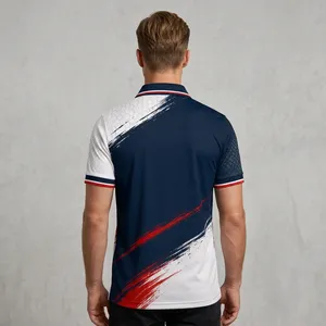 Polo sportif personnalisé pour homme, à séchage rapide, en polyester, manches courtes, impression par sublimation, logo sur le devant, coupe classique - Product Image 3