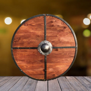 Escudo de Madera Natural Redondo Estilo Madera para Eventos Históricos, Disfraces, Espectáculos, Decoración de Pared para el Hogar y Colección - Product Image 1