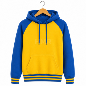 Sweat-shirt à capuche HMR Sorority Sisterhood bleu et jaune, en coton, avec poches, style décontracté, pour l'automne - Product Image 5
