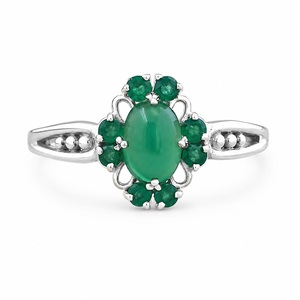 Natural Green Onyx Floral <b>Ring</b> 925 Sterling Silver Handmade <b>Statement</b> <b>Ring</b> Vintage Designer Gemstone <b>Ring</b> for her - Product Image 1