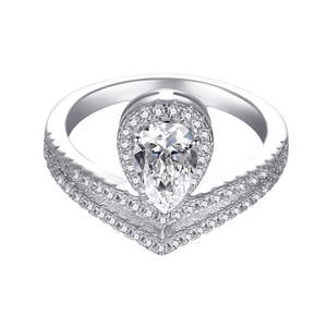 Anillo de compromiso de moissanita con corte de pera y piedras laterales brillantes, joyería nupcial de plata de ley, regalo de lujo para mujer - Product Image 1