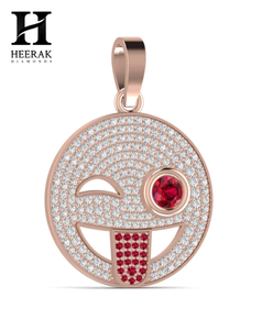 Colgante Personalizado con Emoji de Ojo Parpadeante y Lengua, con Moissanita VVS, Chapado en Oro de 14K sobre Plata 925, Joyería Hip Hop con Diamantes - Product Image 1