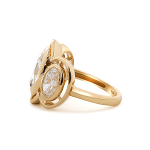 Bague de mariage en or à trois pierres avec diamant de laboratoire taille ovale personnalisé, sertissage clos, diamant de laboratoire certifié, bijoux fins en gros - Product Image 6