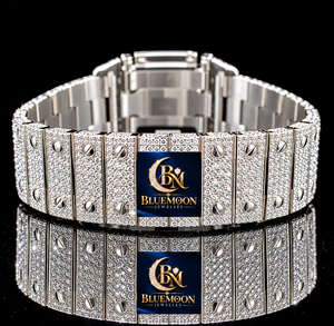 Reloj de Lujo Blue Moon, Estilo Hip Hop, Cuadrado, Bisel con Diamantes, Acero Inoxidable, Cristal de Zafiro, 42mm, Analógico, Fecha, GPS, Alarma - Product Image 2