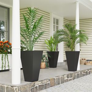Vasi da giardino in plastica alti 28 pollici grandi fioriere da giardino interne ed esterne con ingresso nero - Product Image 2