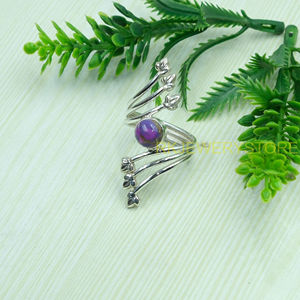 Bague en argent sterling 925 avec turquoise cuivrée naturelle, motif feuille et branche, faite à la main, pour femme, style bohème, bijou fantaisie unisexe - Product Image 2