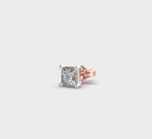 IGI Certified Lab Grown Princess Cut Diamond Stud <b>Earrings</b> 9K Yellow / White / Rose Gold Solitaire Diamond <b>Earrings</b> - Product Image 2