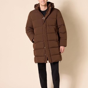 High Quality ODM Men's Brown <b>Hooded</b> <b>Long</b> <b>Puffer</b> <b>Jacket</b> Windproof Casual Winter Solid Color Polyester Shell Regular Fit - Product Image 5