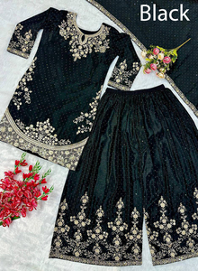 Colección de vestidos de diseñador étnico indio para damas Bordado pesado Gharara Salwar/Palazzo Suit New Party Wear Look - Product Image 3