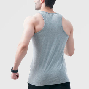 Débardeur sans manches gris uni à col en V pour homme, décontracté, respirant, en coton et élasthanne tricoté, grande taille, vêtement de fitness - Product Image 3