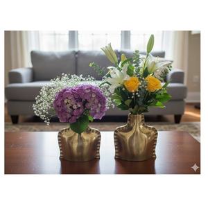 Vase de table moderne de haute qualité, finition polie miroir, pour la décoration du salon, de la salle à manger, centre de table décoratif pour fleurs, vaisselle - Product Image 2