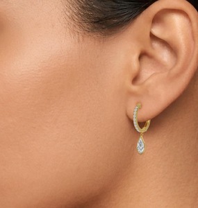 Pendientes de Aro Premium de Oro Rosa de 9K con Diamantes de Laboratorio en Corte Escalonado de Forma de Pera, 2.51 CTW - Product Image 6