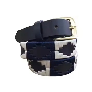 Cinturón de Cuero para Hombre, Estilo Polo Ecuestre, con Hebilla de Pin, Cuero de Primera Calidad, Bordado, Cinturón Deportivo, Accesorios para Montar a Caballo - Product Image 3