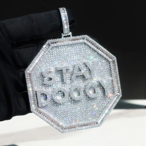 Exclusivo colgante de Hip Hop de Plata de Ley 925 chapado en oro último Patrón nuevo corte brillante diamante fino colgantes encantos - Product Image 6