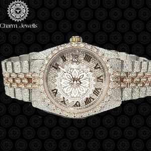 Charm Jewells – boîtier de montre de luxe pour hommes, 40mm, en acier inoxydable, incrusté de diamants, mouvement mécanique analogique, résistant à l'eau 10 bars - Product Image 1
