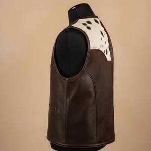 Gilet de motard en cuir de vachette premium pour homme, boutonné, décontracté, avec fonction chauffante pour l'hiver, style vintage - Product Image 2