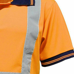 High Visibility Men's <b>Polo</b> Shirt <b>Orange</b> Reflective Safety Workwear Short Sleeve Quick Dry Knitted Fabric Casual Style - Product Image 3