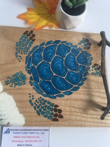 Rustic Wooden Serving Tray With Dried Citrus And Herbs Inlay Handmade <b>For</b> Kitchen Use - Product Image 4