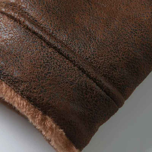 Winter <b>Jacket</b> Wholesale Distressed Brown Suede Faux Shearling Lining Button Closure <b>Men</b> Casual Western Style Warm Coat - Product Image 4