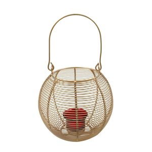Porte-bougie rond en métal doré avec poignée, lanterne à bougie portable - Product Image 2