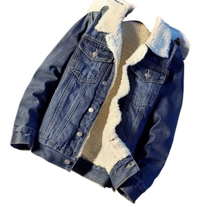 Winter Thickened <b>Denim</b> Jacket Men's Baseball Uniform Fashion Brand Men's Clothing Autumn Boys Winter Berber Fleece <b>Coats</b> - Product Image 2