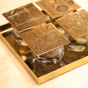 Juego de Posavasos de Latón Royal Peacock Heritage, Posavasos Cuadrados Premium Hechos a Mano, Resistentes al Calor, Protector de Mesa, Regalo - Product Image 3