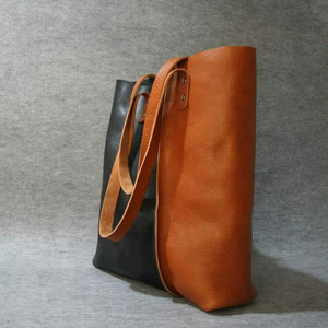 Sac fourre-tout en cuir grande capacité, tendance simple, texture unie, motif uni - Product Image 3