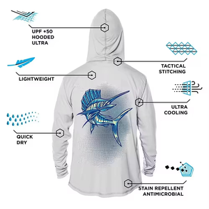 Lightweight Fishing <b>Shirts</b> Custom Patterns Breathable Quick Drying Upf50+ Uv Protection Long Sleeve Fishing Hoodie - Product Image 6
