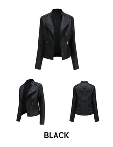 Blouson en cuir respirant pour homme, coupe ajustée, coupe-vent, avec fermeture éclair, col à revers, décontracté, grande taille, court - Product Image 2