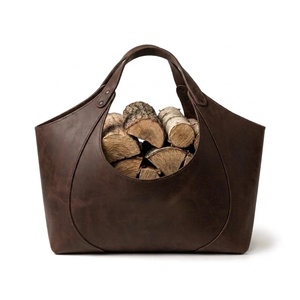 Bolsa de transporte de leña de cuero genuino personalizada, resistente, hecha a mano, para leña, modelo LWC-0074 - Product Image 2