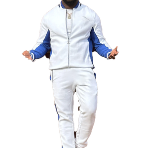 Ensemble de survêtement Zeta White décontracté en polaire technique respirant, veste de performance et pantalon de jogging, confort athlétique - Product Image 1
