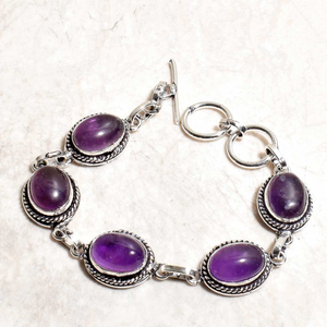 Natural Purple Amethyst 925 <b>Sterling</b> <b>Silver</b> Adjustable <b>Bracelet</b> Natural Gemstone Jewelry Designer <b>Bracelet</b> For Women & Man - Product Image 3