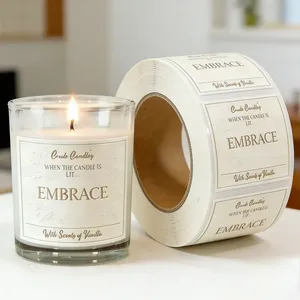 Étiquettes de livrets pour bougies en vinyle imperméable recyclable imprimées UV avec double couche à décoller pour les bouteilles de compléments alimentaires - Product Image 1