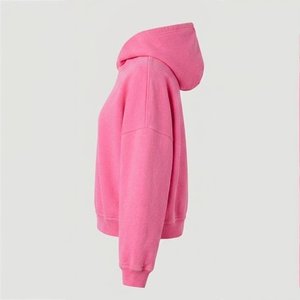 Sweat-shirt à capuche rose personnalisé pour femme, en molleton de coton uni, manches longues, avec poches, coupe classique, idéal pour l'automne – Vente en gros - Product Image 3