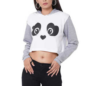 Sudadera Corta con Capucha para Mujer, Sudadera Casual, Top Corto con Capucha para Mujer - Product Image 1