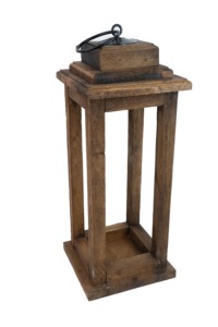 Decorative Antique Rustic Wooden Lantern With Metal Ring <b>Top</b> For Home Decoration - Product Image 6