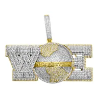LAX DIORE Collier pendentif pour homme en argent sterling bicolore et or, micro-pavé de moissanite, style punk hip-hop, pour soirée mondiale