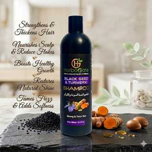 Herbal <b>Black</b> Seed & Turmeric <b>Shampoo</b> Botanical Hair Care Formula Nourishing Cleansing Soft Texture Daily Hair Wash OEM - Product Image 2