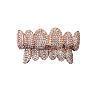 เครื่องประดับฟันแบบกริลล์ซ์เพชรคุณภาพพรีเมียม ดีไซน์เองได้ ชุบทองคำสีกุหลาบ สไตล์ฮิปฮอป สำหรับผู้ชายและผู้หญิง ราคาโรงงาน - Product Image 3