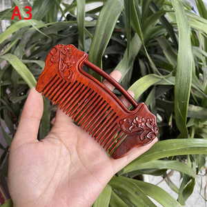 Curved Handle Wooden Hair <b>Comb</b> Handmade <b>Wide</b> Tooth Natural Wood Styling And Detangling <b>Comb</b> Accessory - Product Image 2