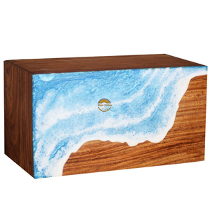 Handcrafted Ocean Wave Resin & Natural Wood Cremation Urn Blue Epoxy Ashes <b>Box</b> Artistic Funeral <b>Memorial</b> <b>Keepsake</b> by AYAANS - Product Image 6
