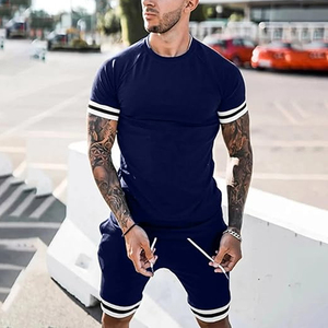Men Summer Outfit Manufacturer 2 Piece Cotton T Shirt Cargo Shorts OEM <b>Bulk</b> Custom Logo Supply - Product Image 2
